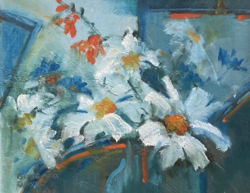 DAISIES - VINTAGE ENGLISH IMPRESSIONIST OIL PAINTING BY BARBARA DOYLE (B.1917)
