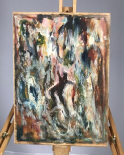AKOS BIRO (HUNGARIAN 1911-2002) FRENCH EXPRESSIONIST SIGNED OIL ABSTRACT FIGURE
