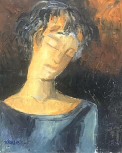 BEATRICE WERLIE (1974) SIGNED FRENCH OIL - HEAD & SHOULDERS PORTRAIT OF FIGURE