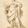 Fine 1700's Italian Old Master Ink & Wash Drawing Roman Allegorical Magnaminita