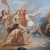 Fine Antique French Oil Painting Sirens and Cupid Dancing along the Seashore
