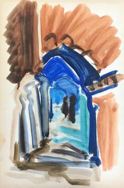 1900-1999 German Modernist Oil Painting - Through The Colourful Archway