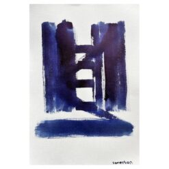 Abstract Expressionist British Original Painting Shapes Patterns Blue & White