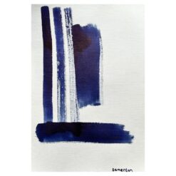 Abstract Expressionist British Original Painting Shapes Patterns Blue & White