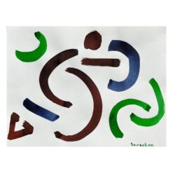 Abstract Expressionist British Original Watercolor Painting Shapes Patterns