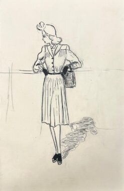 1950’s Fashion Illustration Original Painting Of A Chic Lady