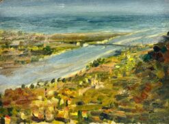Sea Bridge French Landscape Impressionist Signed Oil