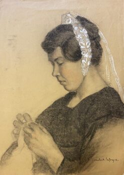 1900s Original French Atelier Life Drawing Portrait Of Gentleman