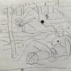 CARLOS CARNERO (1922-1980) ORIGINAL PEN & INK DRAWING - FIGURES ON THE BEACH