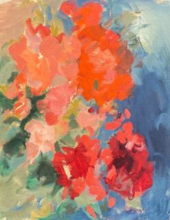 1900-1999 German Modernist Oil Painting Colorful Still Life of Flowers