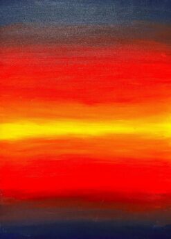 Large British Modernist Contemporary Painting Sunset Sky Blaze of Colors