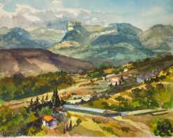 Post-Impressionist French Watercolour Painting Summer Valley Landscape