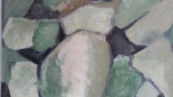 Parisian Abstract Expressionist Original Oil Painting - Greens Neutrals.