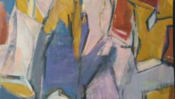Parisian Abstract Expressionist Original Oil Painting - Blues Reds Ochre