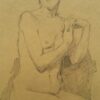English Antique Portrait Sketch of Female Nude Seated (with additional image)