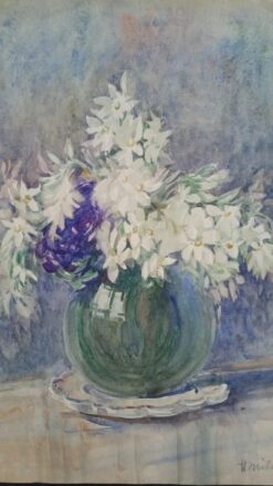 French Watercolour Ecole de Paris Mid 1900-1999 White Flowers