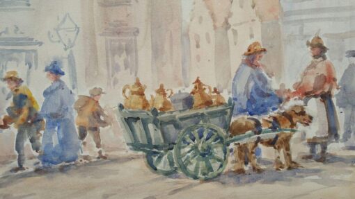 Mid 1900-1999, Belgium. Bruges, Milk Cart Drawn by a Dog