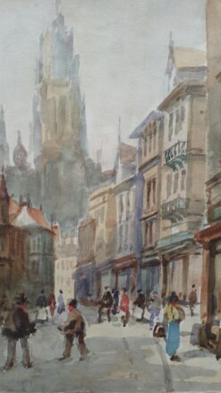 Mid 1900-1999, Belgium, Antwerp Street to Cathedral of our Lady