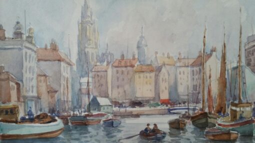 Mid 1900-1999 Antwerp Belgium, Port and Cathedral