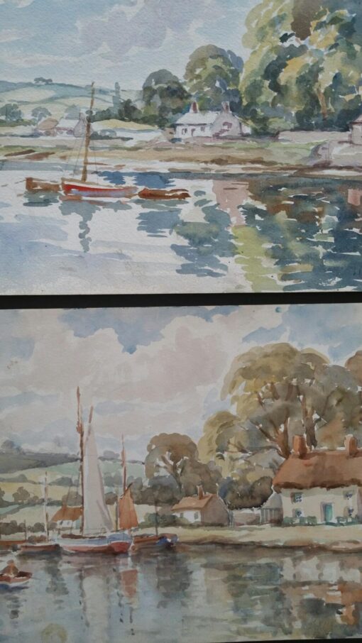 Mid 1900-1999, Wales, Two Paintings of Red Wharf Bay, Coastal Anglesey