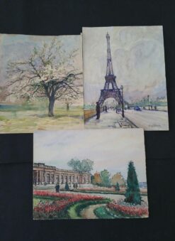 Ecole de Paris, Mid 1900-1999, Three Paris Scenes Eiffel Tower & Parks