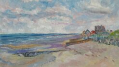 1900-1999 French Oil Painting Late Summer Beach