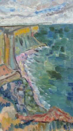 1900-1999 French Oil Painting A Summer French Coastline