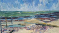 1900-1999 French Oil Painting A Beach in the South of France