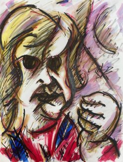 1900-1999 French Modernist Gouche Painting Pink Wacky Portrait