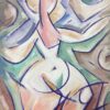 French 1900-1999 Modernist Painting of A Nude Blonde With Warm Pastel Colours