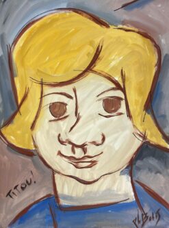 1900-1999 French Modernist Painting Of A Young Blonde Female Portrait