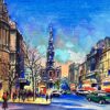 British Mid 1900-1999 Impressionist Painting London City Sketch