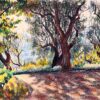 Mid Century French Original Pastel Painting of Renoir's Garden