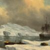 Classic Tallship Sailing Ship in Iceberg Waters, signed English marine oil