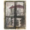 Mid Century French Post-Impressionist Painting, Grey Skies Through Window