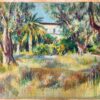 Mid Century French Original Pastel Painting of Renoir's House in Cagnes-sur-Mer