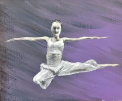 Colourful Modern British Painting The Dancer White against Purple background