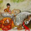 The Cavalry Drummer on Horseback British Mid 1900-1999 Impressionist Painting