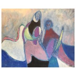 Huge MultiColoured French Abstract Cubist Figures Dancing Original Oil Painting