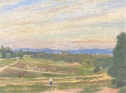 Early 1900's English Impressionist Oil Painting Beautiful Sunset Landscape