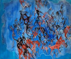 Bright & Colorful French Signed Abstract Oil Painting Amazing Shapes & Colors
