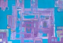 Framed Bright & Colorful French Abstract Oil Painting Amazing Shapes & Colors