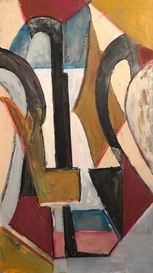 French Cubist Abstract Oil Painting, signed