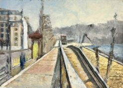 Snowy Rooftops French Thick Impasto Oil