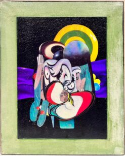 1900-1999 French Abstract Collage Mixed Media Painting Abstract Portrait