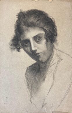 1930's French Portrait Sketch of a Lady, Listed French painter