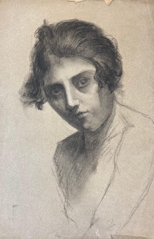 1930's French Portrait Sketch of a Lady, Listed French painter