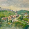 Mid 1900-1999 1950's French Post-Impressionist Oil Old French Town & River