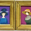 1960’s French Pair Portraits Fashion Ladies Original Paintings