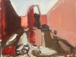 1900-1999 German Modernist Oil Painting Backwater Canal View